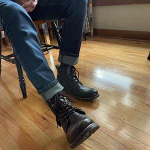 Bruno Marc Men Combat Riding Military Motorcycle Leather Boots Philly-3 NWOT 10